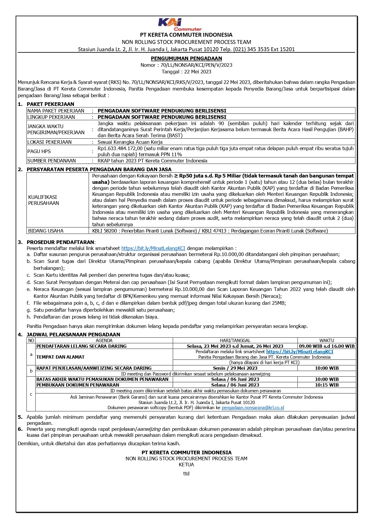 2 pengumuman 70. pengadaan software pendukung berlisensi page 0001